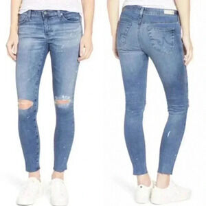 AG Legging Ankle Paint Splatter Destructed Jeans 27R